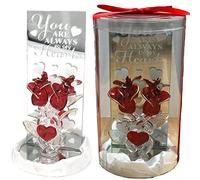 Crystal Glass Red Rose YOU ARE ALWAYS IN MY HEART A Perfect Gift for His GF Her BF Husband Wife Sister Mum on Christmas Birthday Wedding Mother's Day Valentine's Day and on Memorials Anniversary