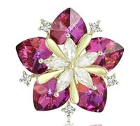 Crystal Glass Sunflower Brooch Pins For Men And Women, Red