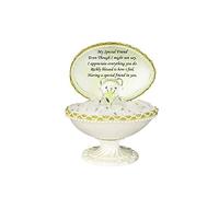 Crystal Glass Teddy Enclosed in an Egg Box, Holding a White-Colored Ornamental Glass Rose, Engraved with a Sympathetic Poem | A Remembrance Gift for Birthday, Christmas, etc. (My Special Friend)