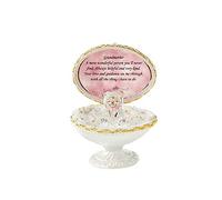 Crystal Glass Teddy Enclosed in an Egg Box, Holding a White-Colored Ornamental Glass Rose, Engraved with a Sympathetic Poem | A Remembrance Gift for Birthday, Christmas, etc. (Grandmother)