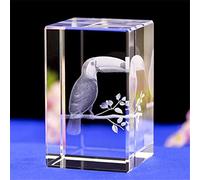 Crystal Glass Toucan Ornament,3d Laser Etched Crystal Toucan Decor Art,Animal Crystal Glass Cube Engraving Figurine Toucan Sculpture With Gift Box (50 * 50 * 80mm)