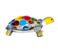 Crystal Glass Turtle Ornament, 6.73x4.65x2.56in Multicolor Clear Crystal Glass Turtle Figurine Decoration, Desktop Animal Ornament Fengshui Miniatures Clear Tortoise Statue for Home Office