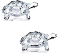 Crystal Glass Turtle Tortoise Showpiece Pack of 2 | Decorative Turtle Figurines for Home, Office, Table & Shelf Décor | Feng Shui & Vastu Inspired Gift
