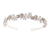 Crystal Gold Bridal Hair Accessory, Wedding Metal Headband, Floral Leaf Design, Comfortable And Elegant Headpiece, Handcrafted For Brides And Special Occasions