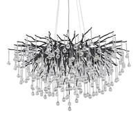 Crystal Gold Tree Branch Chandeliers Weeping Willow Chandelier for Dining Living Room Bedroom, 24inch 8-Lights(Silver,Raindrop-L63)