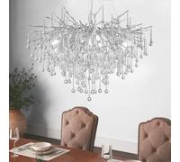 Crystal Gold Tree Branch Chandeliers Weeping Willow Chandelier for Dining Living Room Bedroom, 24inch 8-Lights(Silver,Raindrop-D24)