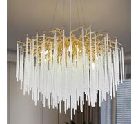 Crystal Gold Tree Branch Chandeliers Weeping Willow Chandelier for Dining Living Room Bedroom, 24inch 8-Lights(Gold,Icicle-D24)