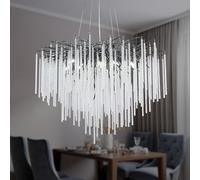 Crystal Gold Tree Branch Chandeliers Weeping Willow Chandelier for Dining Living Room Bedroom, 24inch 8-Lights(Black,Icicle-D24)