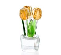 Crystal Gold Tulips Figurine Collectible Gifts Glass Tulips Flower Paperweight Ornament Gift for Women Friends Christmas Valentine's Day