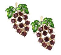 Crystal Grape Brooches Pin, Novelty Green Leaf Grape Brooches, Shawl Pin Accessories for Suit Scarf Hat, Dress and Coats(2pcs red)