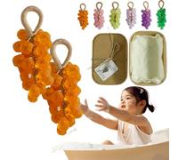 Crystal Grape Soap, Grape Soap On A Rope, Personalized Original Handmade Crystal Grapes Soaps Gentle Cleansing Soaps, Decorative Soapes Bars for Washing Hands Men Women (2 Pcs Orange)