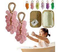 Crystal Grape Soap, Grape Soap On A Rope, Personalized Original Handmade Crystal Grapes Soaps Gentle Cleansing Soaps, Decorative Soapes Bars for Washing Hands Men Women (2 Pcs Pink)