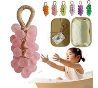 Crystal Grape Soap, Grape Soap On A Rope, Personalized Original Handmade Crystal Grapes Soaps Gentle Cleansing Soaps, Decorative Soapes Bars for Washing Hands Men Women (1 Pc Pink)