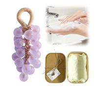 Crystal Grape Soap, Handmade Grape Soap on a Rope, Personalized Original Gentle Cleansing Soaps, Grapes Cluster Shaped Soaps with Gift Box for Bathroom, Washing Hands(Light Purple)