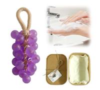 Crystal Grape Soap, Handmade Grape Soap on a Rope, Personalized Original Gentle Cleansing Soaps, Grapes Cluster Shaped Soaps with Gift Box for Bathroom, Washing Hands(Dark Purple)
