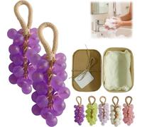 Crystal Grape Soap on a Rope, Handmade Decorative Soap Bar for Bath Hand Washing, Gentle Moisturizing with Fresh Scent, Unisex Gift for Christmas Birthday women men (2, Dark Purple)