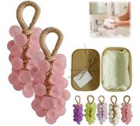 Crystal Grape Soap on a Rope, Handmade Decorative Soap Bar for Bath Hand Washing, Gentle Moisturizing with Fresh Scent, Unisex Gift for Christmas Birthday women men (2, Pink)