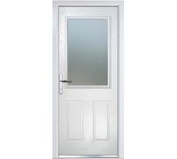 Crystal GRP Door 2 Panels with Glass (Right Hand) 920 x 2055mm Obscure - White