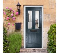 Crystal GRP Front door Carnoustie Anthracite Grey 890mm x 2090mm Open GRP Front door Carnoustie Stipolytte Glass