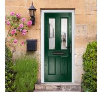 Crystal GRP Front door Carnoustie Green 890mm x 2090mm Open in Left ha GRP Front door Carnoustie Clear Glass