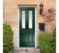 Crystal GRP Front door Carnoustie Green 920mm x 2090mm Open in Left ha GRP Front door Carnoustie Stipolytte Glass