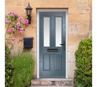 Crystal GRP Front door Carnoustie Slate Grey 890mm x 2090mm Open in Le GRP Front door Carnoustie Clear Glass