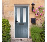 Crystal GRP Front door Carnoustie Slate Grey 890mm x 2090mm Open in Le GRP Front door Carnoustie Stipolytte Glass