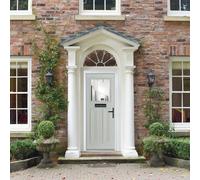 Crystal GRP Front door Eaton Agate Grey 890mm x 2090mm Open in Left ha GRP Front door Eaton Stipolytte Glass