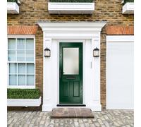 Crystal GRP Front door Lytham Green 890mm x 2090mm Open in Left hand C GRP Front door Lytham Clear Glass