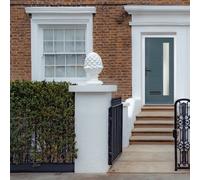 Crystal GRP Front door Monza Left Slate Grey 890mm x 2090mm Open in Le GRP Front door Monza Right Stipolytte Glass