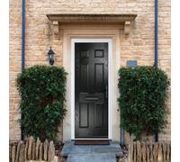 Crystal GRP Front door Muirfield solid Black 890mm x 2090mm Open in Le GRP Front door Muirfield solid