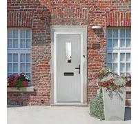 Crystal GRP Front door Sunningdale Agate Grey 890mm x 2090mm Open in L Crystal GRP Front door Sunningdale Clear Glass