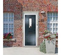 Crystal GRP Front door Sunningdale Anthracite Grey 920mm x 2090mm Open Crystal GRP Front door Sunningdale Clear Glass