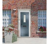 Crystal GRP Front door Sunningdale Slate Grey 890mm x 2090mm Open in L Crystal GRP Front door Sunningdale Clear Glass