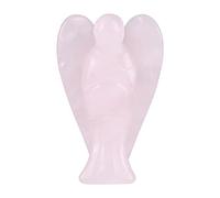Crystal Guardian Angel Figurine, 2 Inch Crystal Stone Pocket Statue for Reiki Healing, Chakra Balancing, Home Office Desk Decor, Peaceful Gift for Loved Ones (2-inch pink crystal angel)