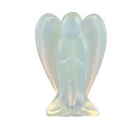 Crystal Guardian Angel Figurine, 2 Inch Crystal Stone Pocket Statue for Reiki Healing, Chakra Balancing, Home Office Desk Decor, Peaceful Gift for Loved Ones (2-inch opal angel)