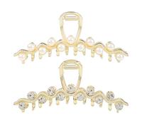 Crystal Hair Clips, Metal Imitation Pearl Hair Claw Clip for Women, Rhinestone Hair Claw Barrettes Non Slip Hair Clamp Fashion Wedding Party Accessories Elegant Jaw Clip Decorations for Lady (2 Pack)