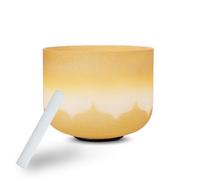 Crystal handcrafted singing bowl Sound Therapy 7-scale set, golden lotus pattern professional-grade meditation instrument, handcrafted adult stress relief tool, yoga SPA,11-inch