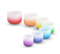 Crystal handcrafted singing bowl Sound Therapy 7-tone Set with seven-color gradient pattern professional-grade meditation instrument, handcrafted adult stress relief tool,8-14 inch sets