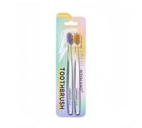 Crystal Handle Soft Bristle Toothbrush - Ultra Soft, Deep Cleaning, Gentle on Gums - Ergonomic & Stylish Design for a Comfortable Grip (2-Pack) (B, M)