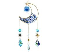 Crystal Hanging Moon Sun Catcher with Glass Prisms for Windows, Healing Crystal Decor for Home, for Christmas Birthday Valentine Mothers Day sun catchers with crystals