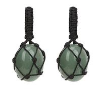 Crystal Hanging Ornament, 2 Pieces, Healing Stone for Calmness and Wealth - Promote Clear Thinking, Attract Prosperity, Ideal for Decoration and Gifting (Green Aventurine)