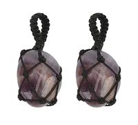 Crystal Hanging Ornament, 2 Pieces, Healing Stone for Calmness and Wealth - Promote Clear Thinking, Attract Prosperity, Ideal for Decoration and Gifting (Violet)