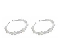 Crystal Headband, Pearl Crystal Headband Girls Padded Headband White Bride Headpieces Charming Hair Hoop Home Collections(Color:Whitex2pcs,Size:14X13X1cmx2pcs)
