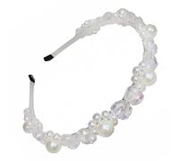 Crystal Headband, Pearl Crystal Headband Girls Padded Headband White Bride Headpieces Charming Hair Hoop Home Collections(Color:Gold,Size:14X13X1cm)
