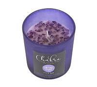 Crystal Healing Lavender Candle - Third Eye Chakra, Purple Frosted, Amethyst Chips