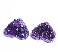 Crystal Heart Amethyst Cluster Crystal Rock Raw Stone Amethyst Geode for Gemstone Figurine Home Decor,6-7cm