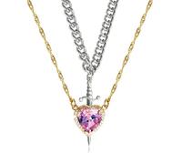 Crystal Heart and Swords Zircon Pendant Necklace for Women Men Adjustable Neckchain/Chain Choker Heart-pierced by an arrow couple pendant necklace"),"additionalWeblabs":"("":"
