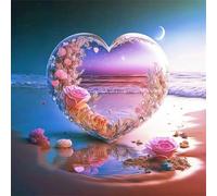 Crystal Heart Beach Jigsaw Puzzle 35 Pieces 30x30cm/12x12inch, Difficult jigsaw puzzles for Adults 35, Beautiful Art work, Great Festive Puzzle Gift for Men/Women
