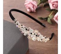 Crystal Heart Flower Hair Hoop Rhinestone Butterfly Headband 1920s French Love Heart Hair Band Vintage Velvet Hair styling Headpiece Accessories for Women(Gold C)